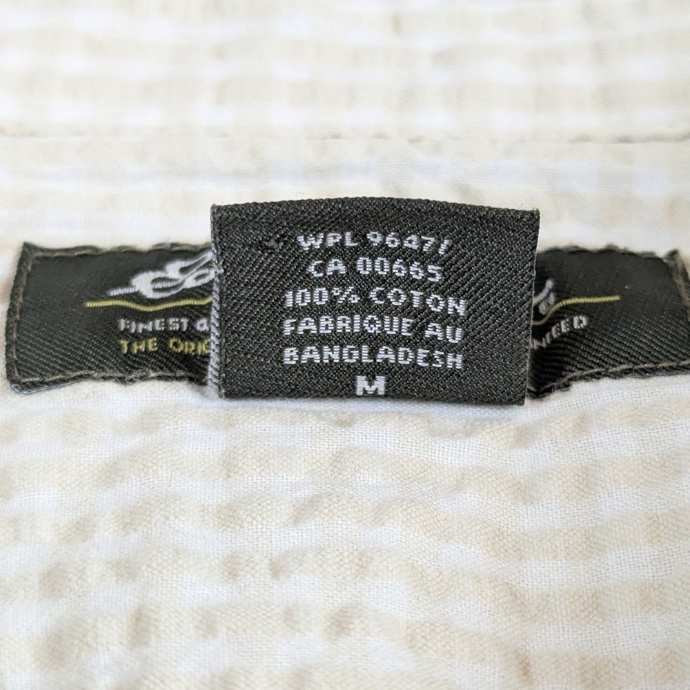 Eddie Bauer Womens Medium Tan Gingham Seersucker Short Sleeve Button Up Shirt - Picture 5 of 11